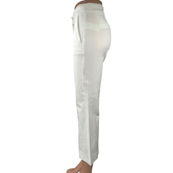 J.Crew Women's White Mid Rise Stretch Cropped Bootcut Flared Casual Pants Sz 00 - Picture 2 of 5
